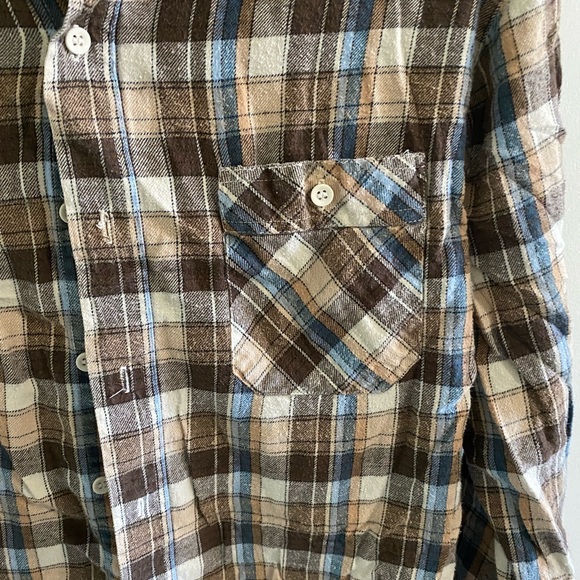 SATURDAY in CALIFORNIA flannel medium 100% cotton mens womens unisex brown blue - Picture 4 of 4